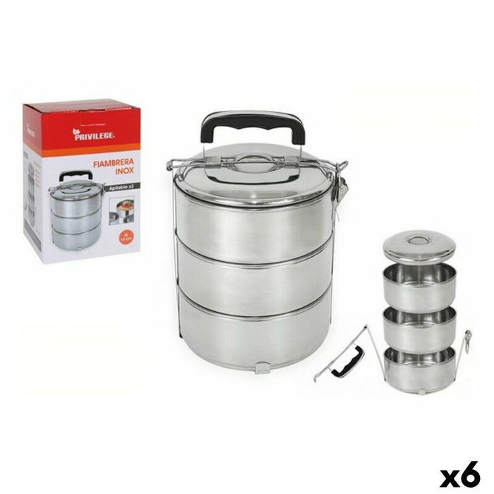 Set de Cutii pentru Prânz Privilege Oțel inoxidabil Stivuibil Oțel 14 cm (6 Unități) (3 pcs)