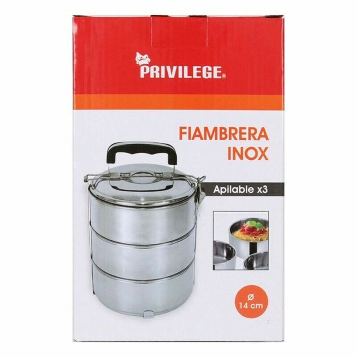 Set de Cutii pentru Prânz Privilege Oțel inoxidabil Stivuibil Oțel 14 cm (6 Unități) (3 pcs)