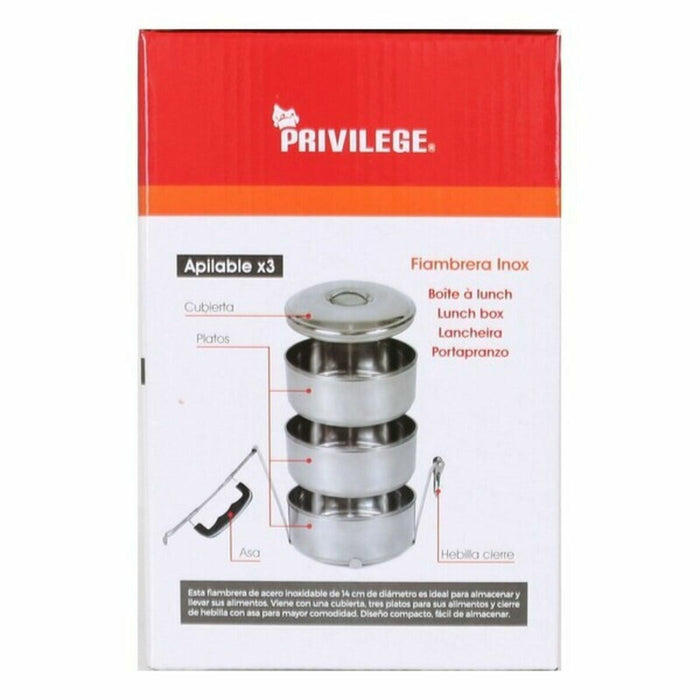 Set de Cutii pentru Prânz Privilege Oțel inoxidabil Stivuibil Oțel 14 cm (6 Unități) (3 pcs)