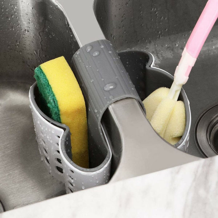 Suport de Bureți de Vase pentru Chiuvetă Quttin Double Alb 15 x 5,5 x 28 cm