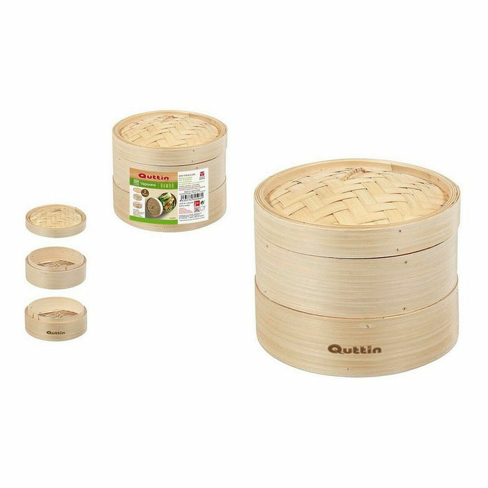 Aparat De Gătit Cu Aburi Quttin 2 nivele Bambus 20 x 15 cm (12 Unități) (19-17 x 15.5 cm)