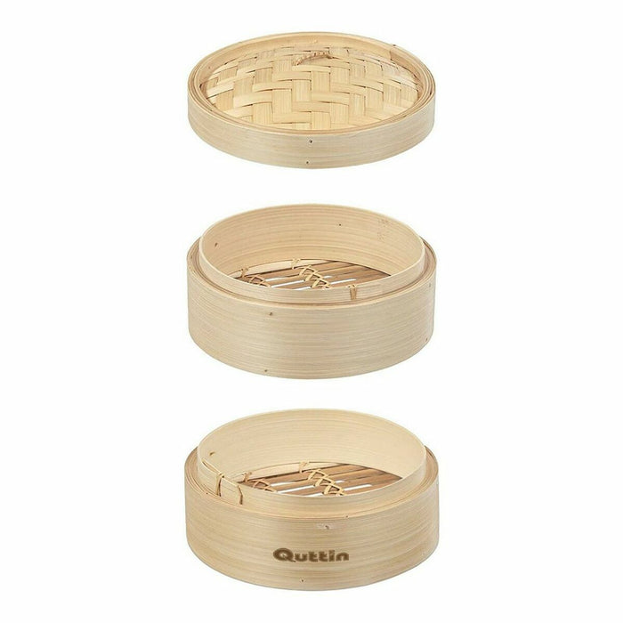 Aparat De Gătit Cu Aburi Quttin 2 nivele Bambus 20 x 15 cm (12 Unități) (19-17 x 15.5 cm)