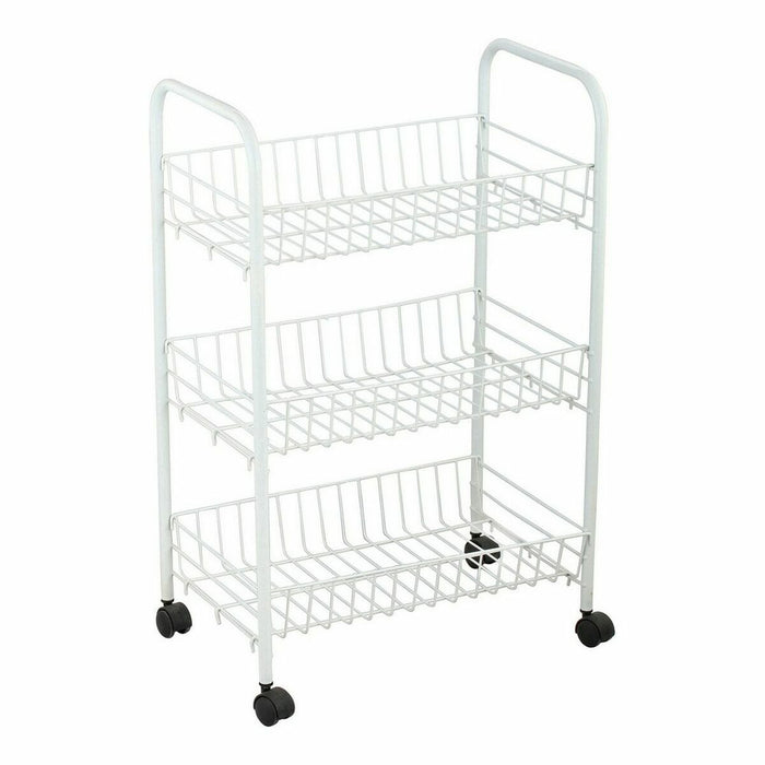 Cărucior pentru legume Confortime Alb Metal 3 Rafturi 40 x 26 x 62 cm (6 Unități)