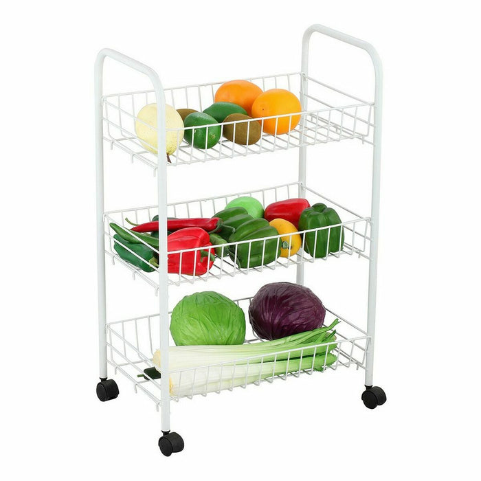 Cărucior pentru legume Confortime Alb Metal 3 Rafturi 40 x 26 x 62 cm (6 Unități)