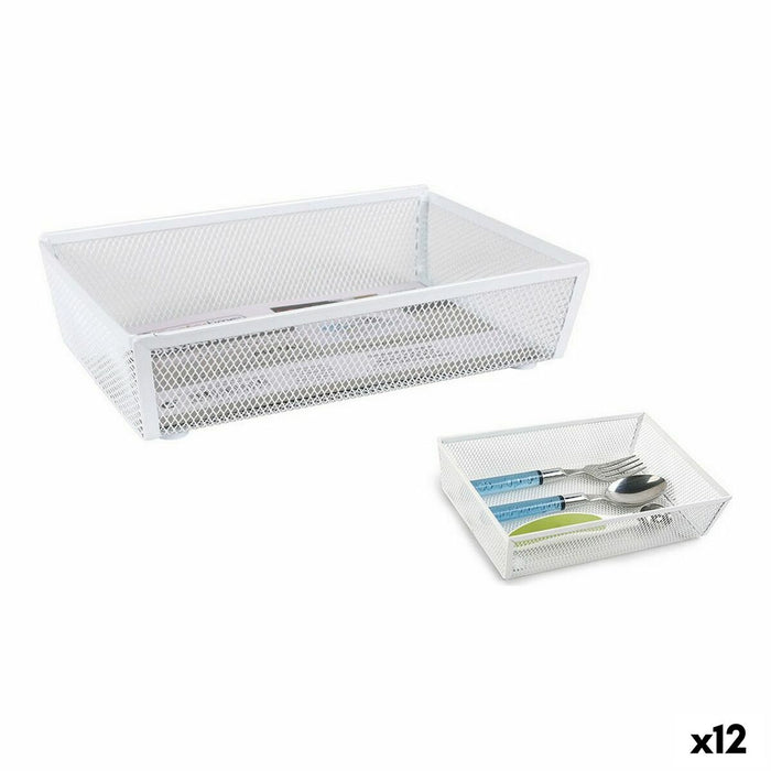 Organizator pentru tacâmuri Confortime Metal Alb 21,8 x 15,24 x 5,2 cm (12 Unități)