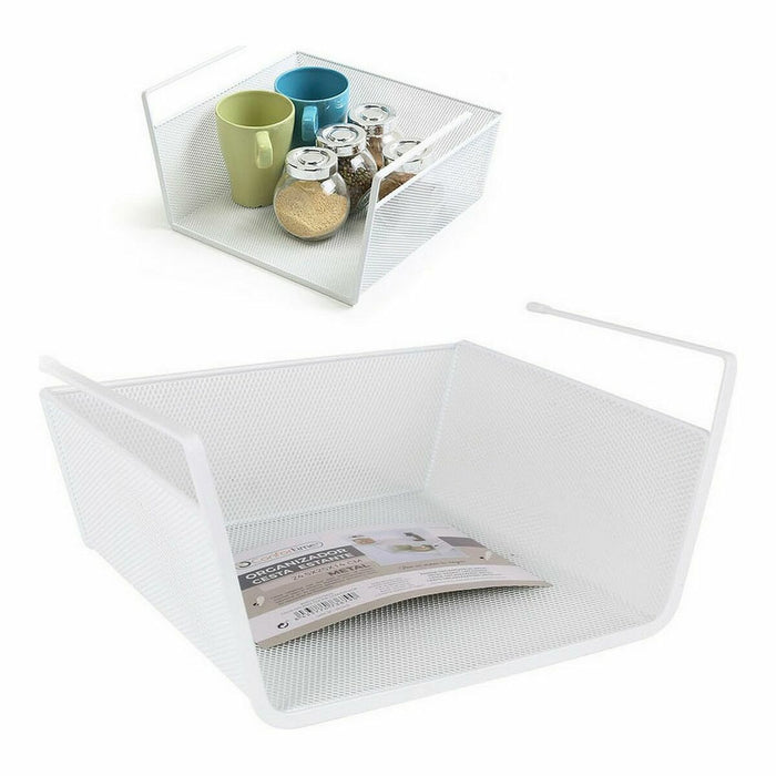 Coșuleț pentru raft de bucătărie Confortime Metal Alb 24,5 x 25 x 14 cm (6 Unități)