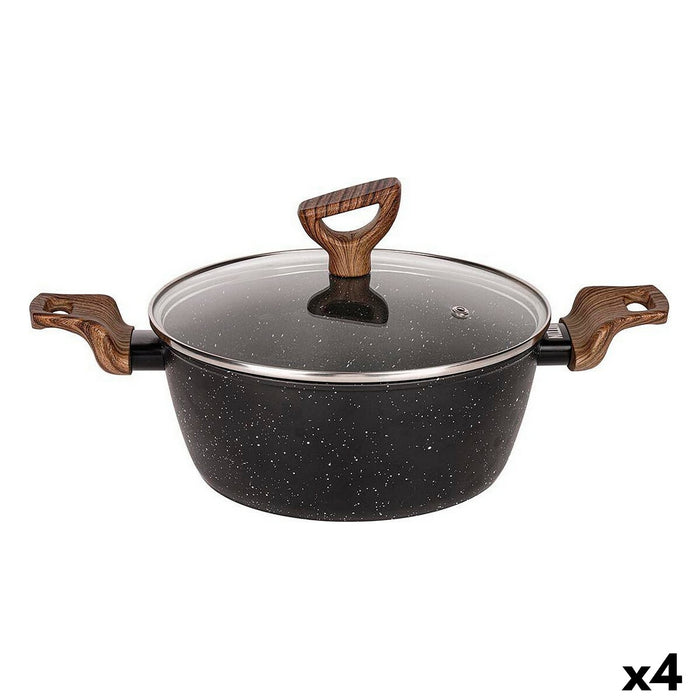 Caserolă Cu Capac Quttin Ecological Negru Aluminiu forjat 29 x 44,5 cm (4 Unități)