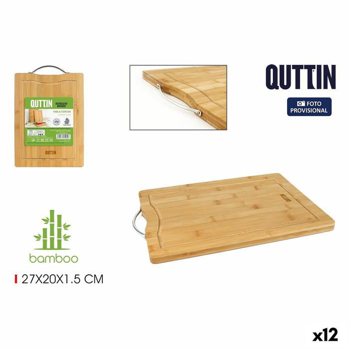 Masă de tăiat Quttin Bambus 27 x 20 x 1,5 cm (12 Unități)