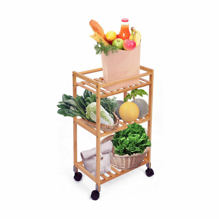 Cărucior pentru legume Confortime Natural Bambus 40 x 25 x 70 cm (2 Unități)