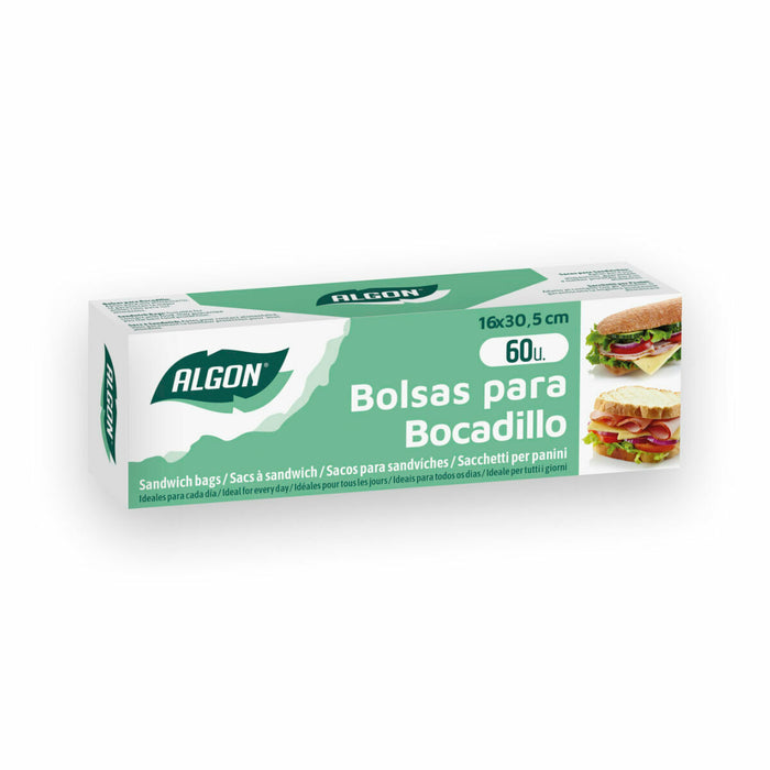 Set de pungi reutilizabile pentru alimente Algon Geantă pentru sandvișuri 60 Piese 16 x 30,5 cm (24 Unități)