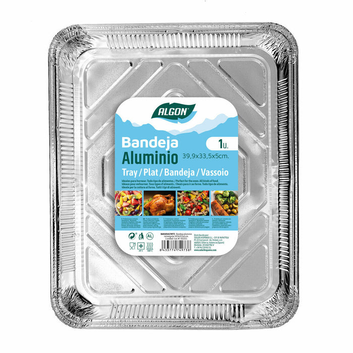 Tavă Algon Aluminiu Dreptunghiular 39,9 x 33,5 x 5 cm (24 Unități)