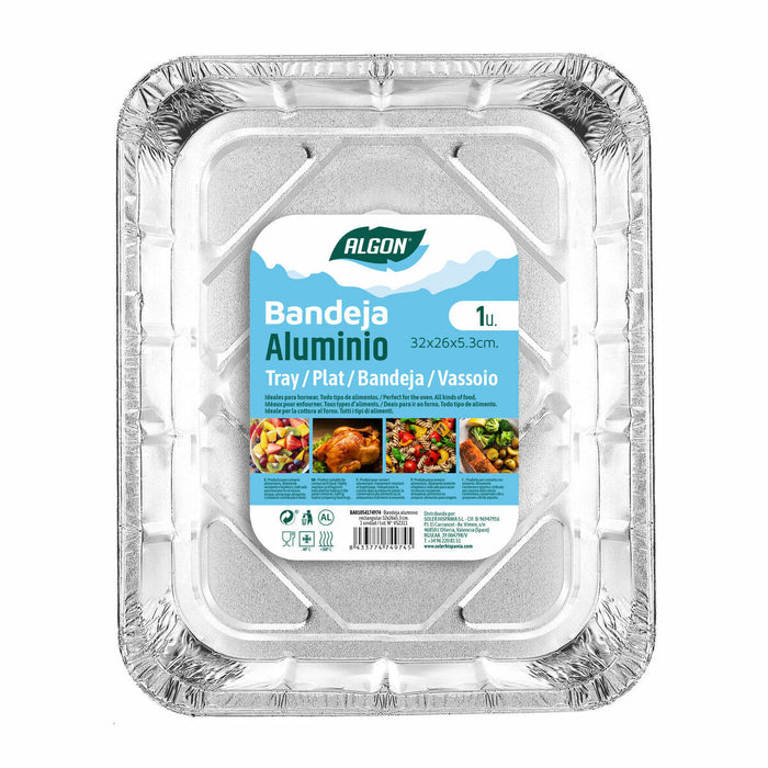 Tavă Algon Aluminiu Dreptunghiular 32 x 26 x 5,3 cm (24 Unități)