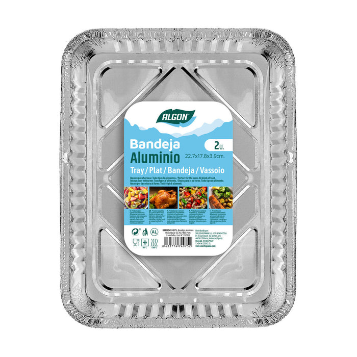 Set de Tăvi Algon 22,7 x 17,8 x 3,9 cm Dreptunghiular 2 Unități