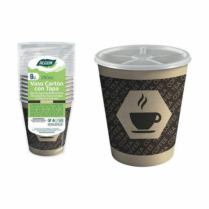 Set de pahare Algon Carton Cafea 8 Piese 250 ml (36 Unități)