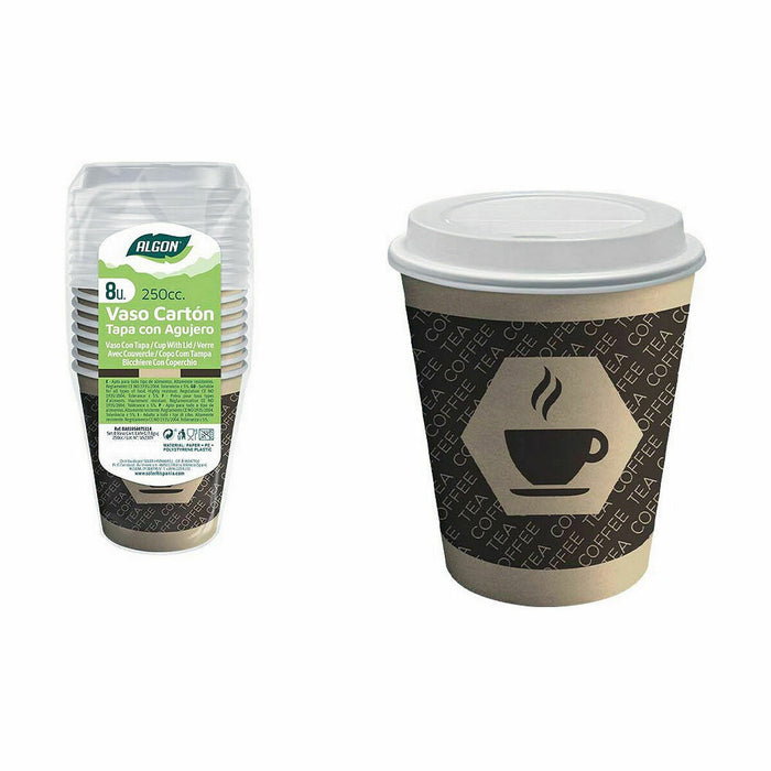 Set de pahare Algon Carton Cafea 8 Piese 250 ml (36 Unități)