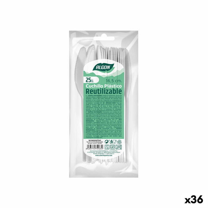 Set de Cuțite Algon Reutilizabil Alb 36 Unități 16,5 cm