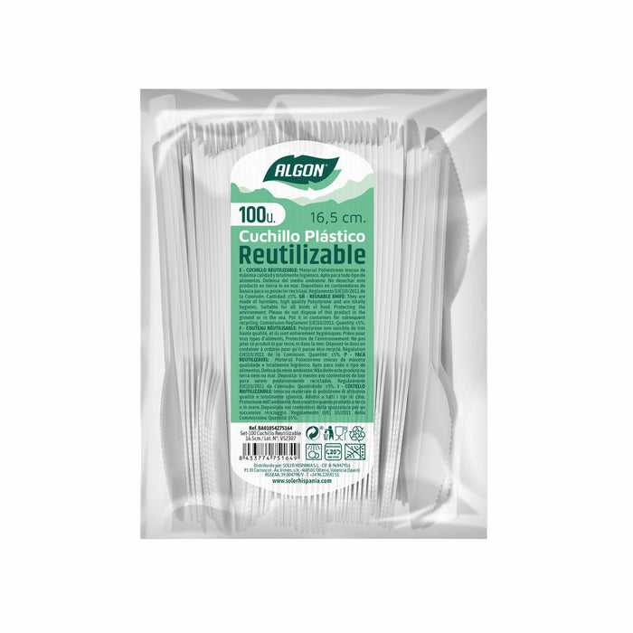 Set de Cuțite Algon Reutilizabil Alb 20 Unități 16,5 cm