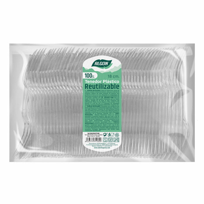 Set de Furculițe Algon Reutilizabil Transparent 10 Unități 18 cm