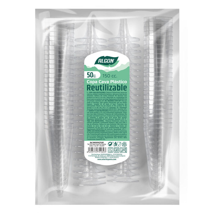 Pahare de șampanie refolosibile Algon Transparent 150 ml 50 Unități