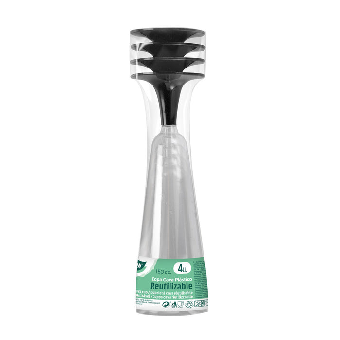 Pahare de șampanie refolosibile Algon Negru 150 ml 4 Unități