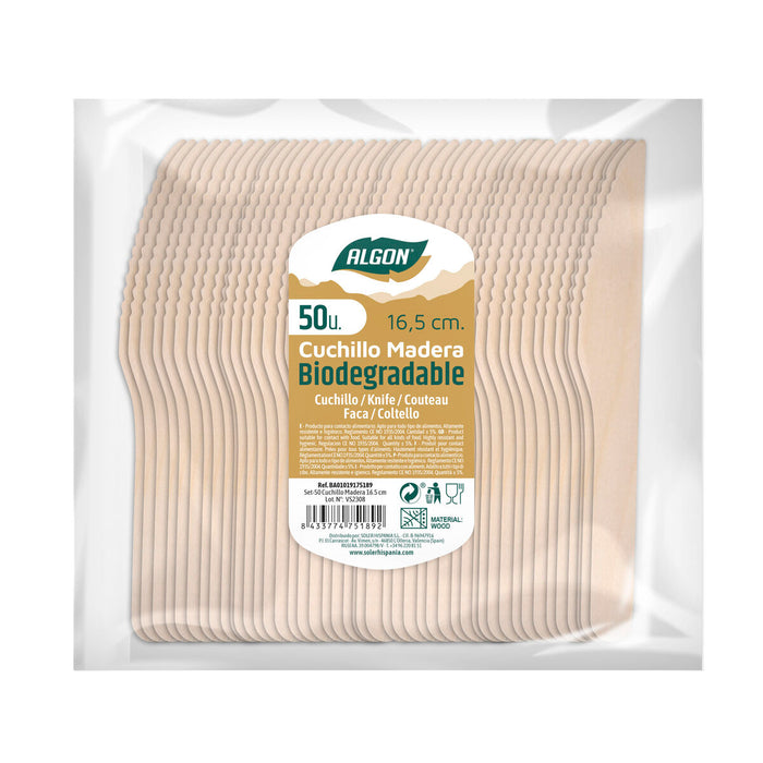 Set de Cuțite Algon Lemn 16,5 cm 50 Unități