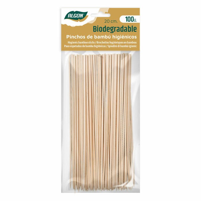 Set de frigărui pentru grătar Algon Bambus 200 x 2,5 x 20 mm (100 Piese) (24 Unități)