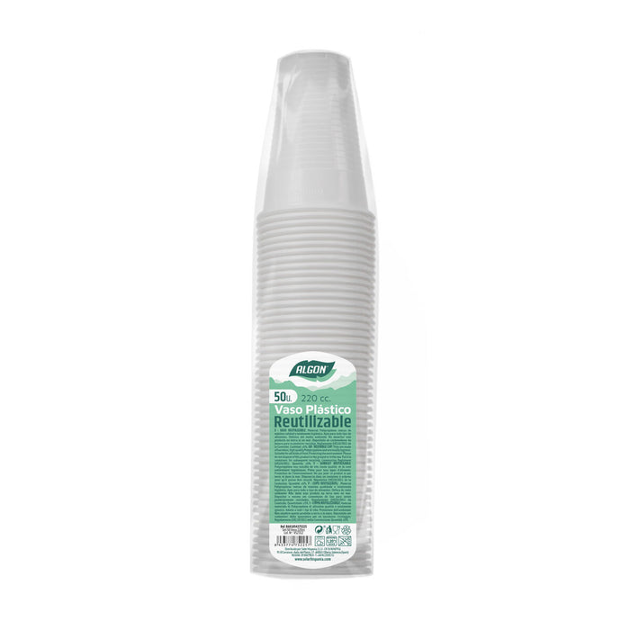 Set de pahare refolosibile Algon Alb 220 ml 50 Unități