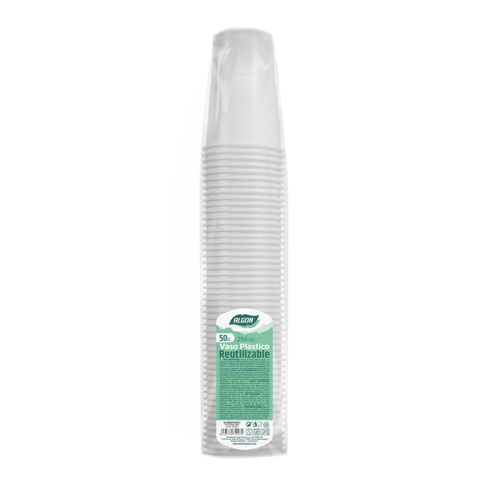 Set de pahare refolosibile Algon Alb 250 ml 50 Unități