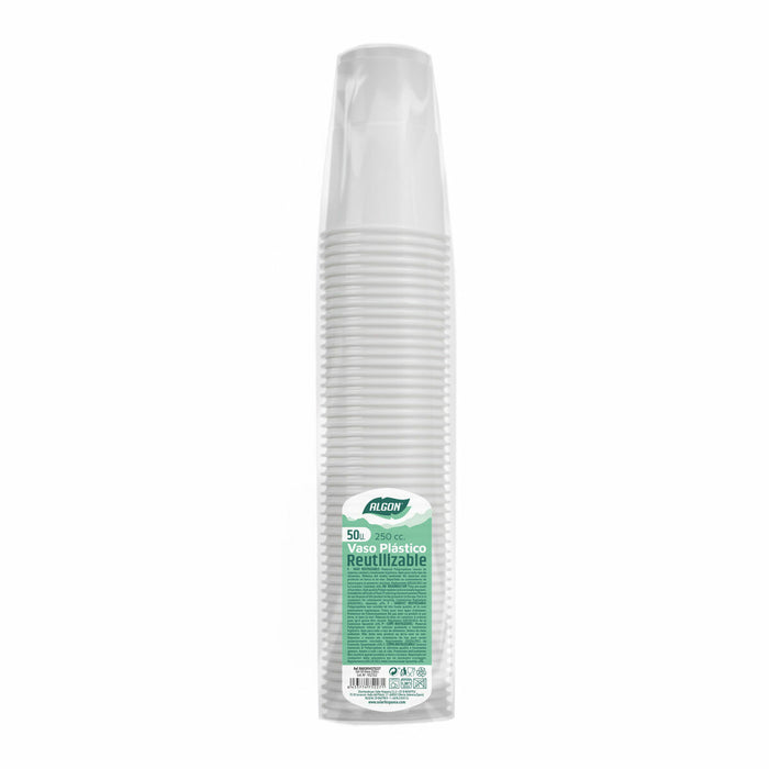 Set de pahare refolosibile Algon Alb 24 Unități 250 ml (50 Piese)