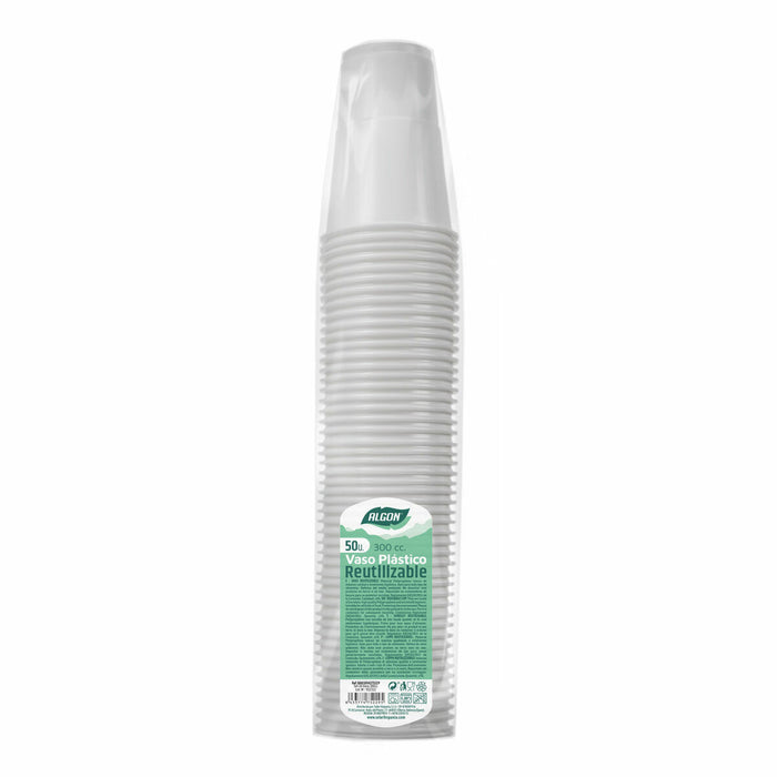 Set de pahare refolosibile Algon Alb 24 Unități 300 ml (50 Piese)
