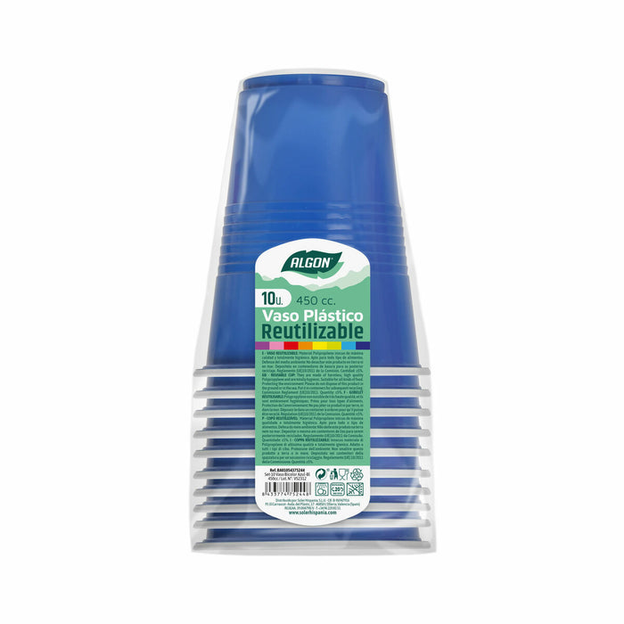 Set de pahare refolosibile Algon Albastru 48 Unități 450 ml (10 Piese)