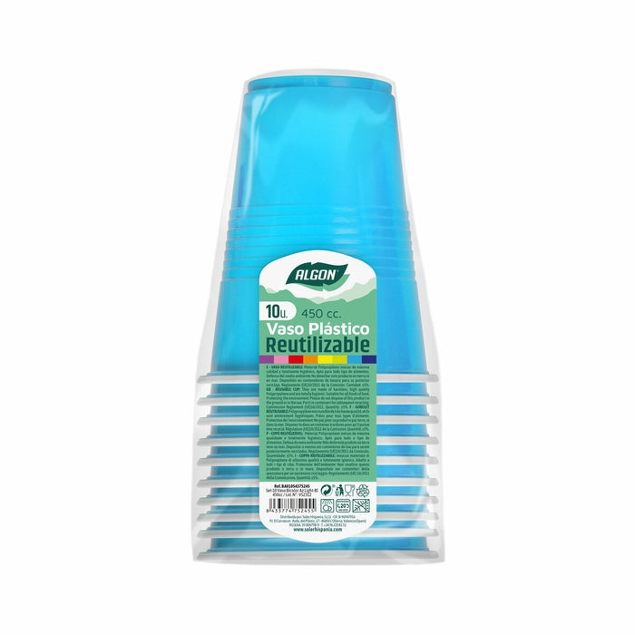 Set de pahare refolosibile Algon Albastru deschis 48 Unități 450 ml (10 Piese)