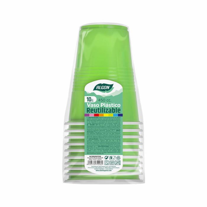 Set de pahare refolosibile Algon Verde 48 Unități 450 ml (10 Piese)