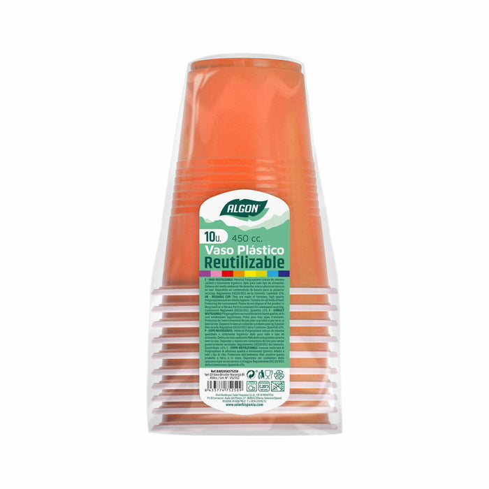 Set de pahare refolosibile Algon Portocaliu 48 Unități 450 ml (10 Piese)