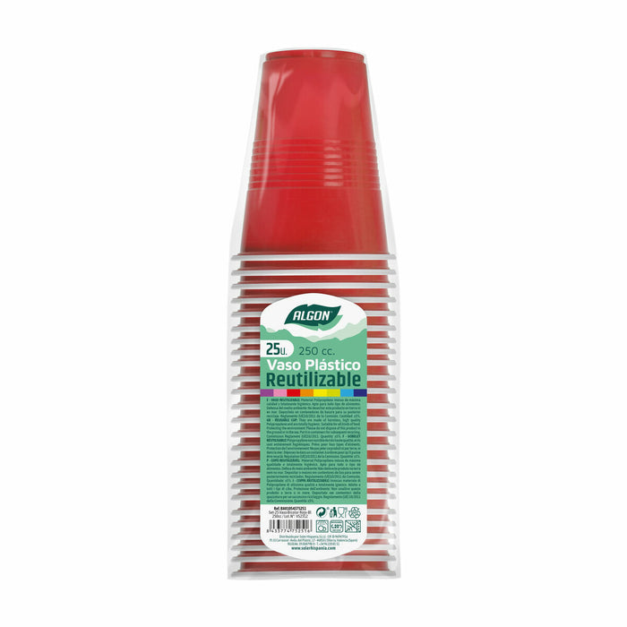 Set de pahare refolosibile Algon Roșu 24 Unități 250 ml (25 Piese)
