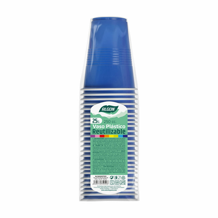 Set de pahare refolosibile Algon Albastru 24 Unități 250 ml (25 Piese)