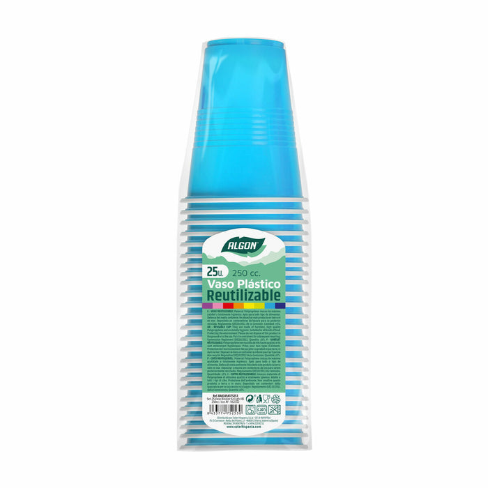 Set de pahare refolosibile Algon Albastru deschis 24 Unități 250 ml (25 Piese)