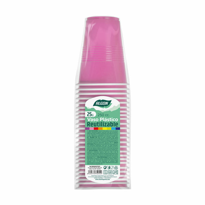 Set de pahare refolosibile Algon Roz 24 Unități 250 ml (25 Piese)