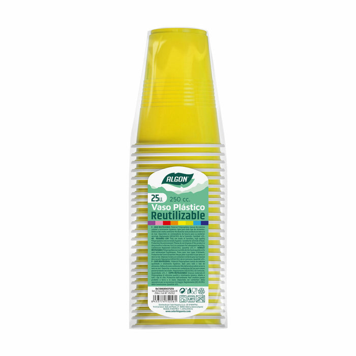 Set de pahare refolosibile Algon Galben 24 Unități 250 ml (25 Piese)