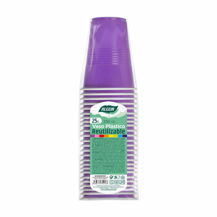Set de pahare refolosibile Algon Fucsia 24 Unități 250 ml (25 Piese)