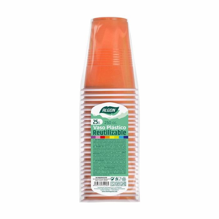 Set de pahare refolosibile Algon Portocaliu 24 Unități 250 ml (25 Piese)
