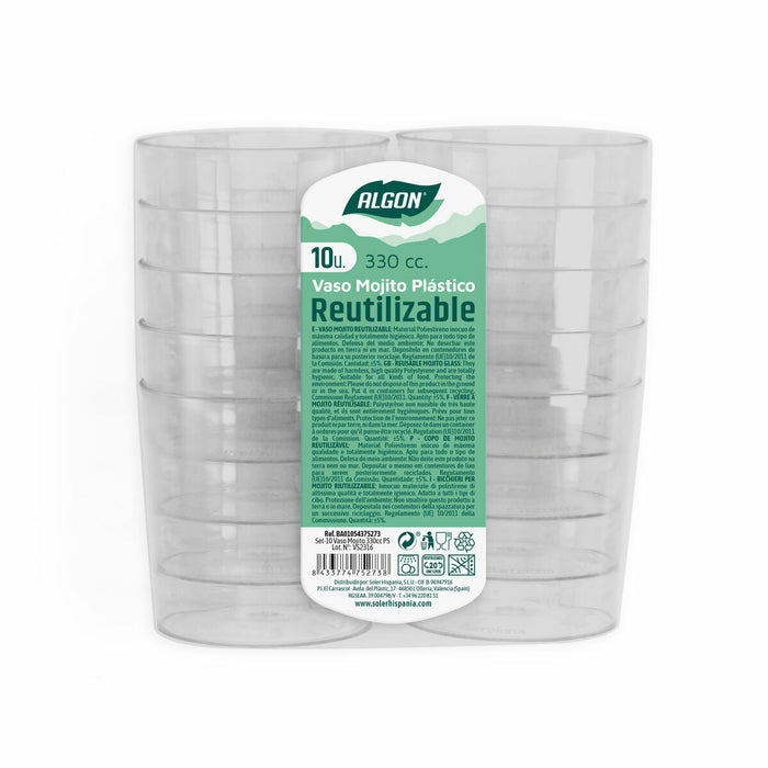 Set de pahare refolosibile Algon 3,3 L Transparent Mojito 20 Unități (10 Piese)