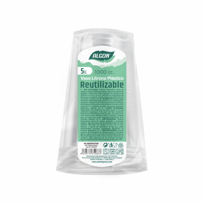 Set de pahare refolosibile Algon 1 L Transparent 24 Unități (5 Piese)