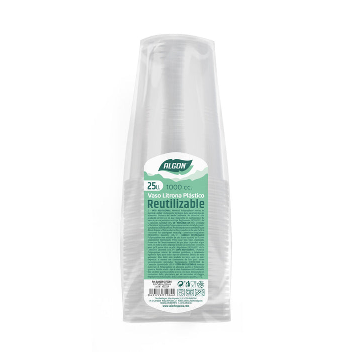 Set de pahare refolosibile Algon Transparent 1 L 25 Unități