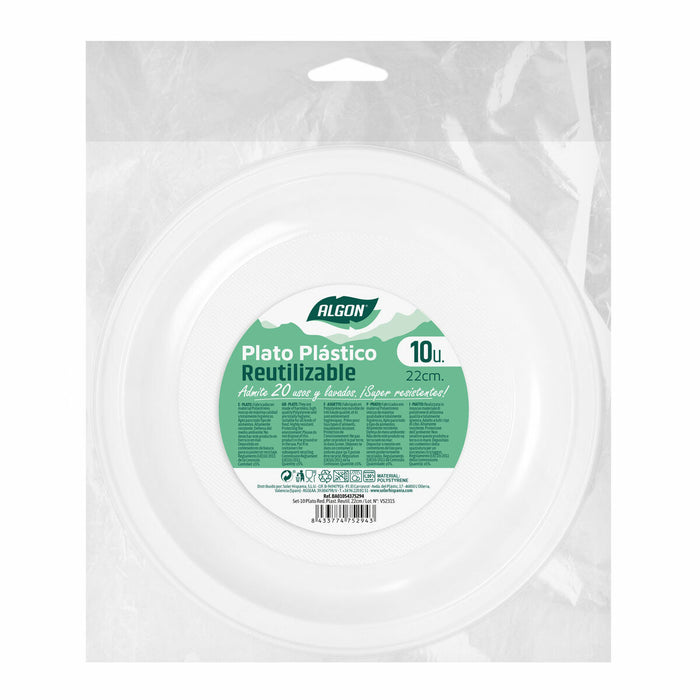 Set de farfurii reutilizabile Algon Rotund Alb Plastic 21,5 x 1,5 cm (36 Unități)