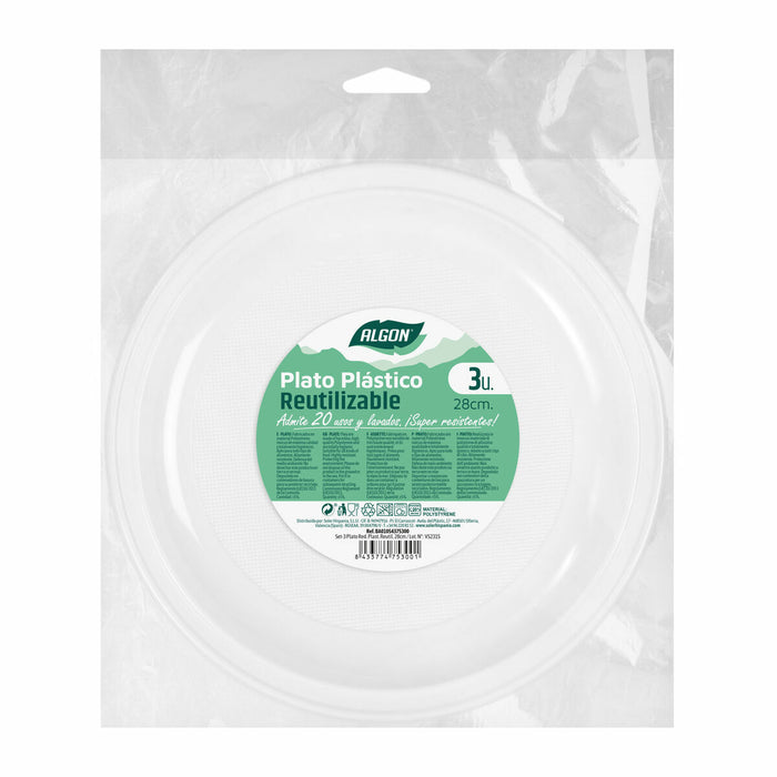 Set de farfurii reutilizabile Algon Rotund Alb Plastic (36 Unități)