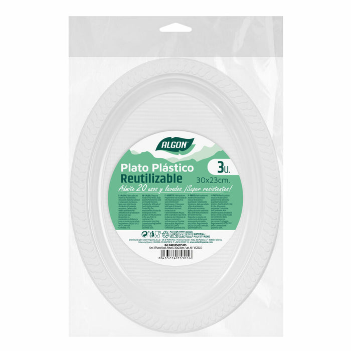 Set de farfurii reutilizabile Algon Alb Plastic Oval 30 x 23 cm (36 Unități)