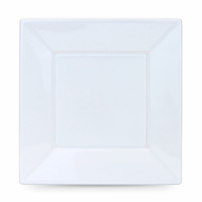 Set de farfurii reutilizabile Algon Pătrat Alb Plastic 23 x 23 x 2 cm (48 Unități)