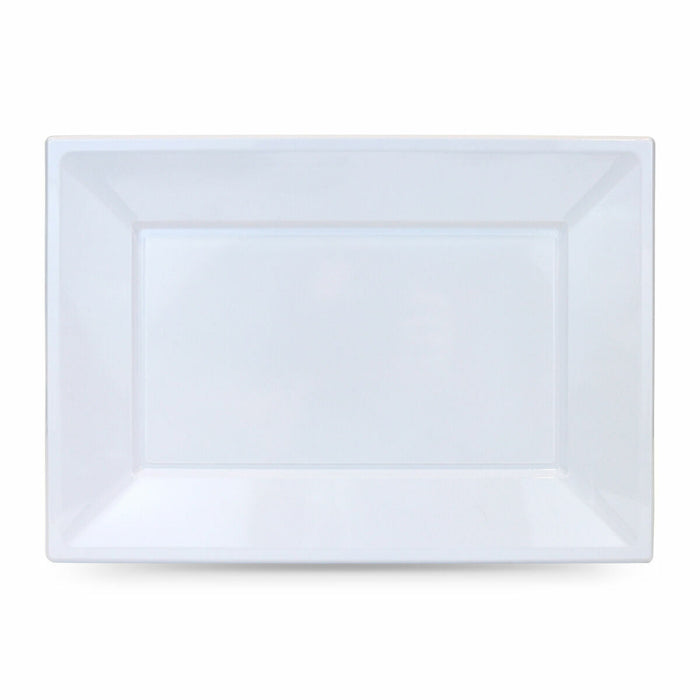 Set de farfurii reutilizabile Algon Dreptunghiular Alb Plastic 33 x 23 x 2 cm (12 Unități)