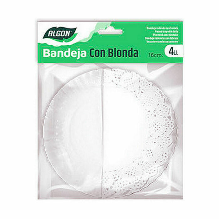 Food Tray Set Algon Rotundă Alb 4 Piese 16 x 16 x 1,5 cm (48 Unități)